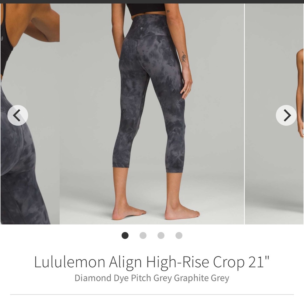 Lululemon Women’s Align 21” leggings. Diamond Dye Grey Graphite. EUC. Size 4.
